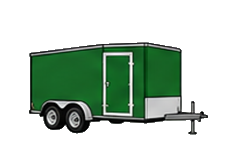 Illustration of an enclosed box trailer with a rear door