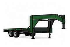 Illustration of a gooseneck trailer with its coupler arm raised at the front